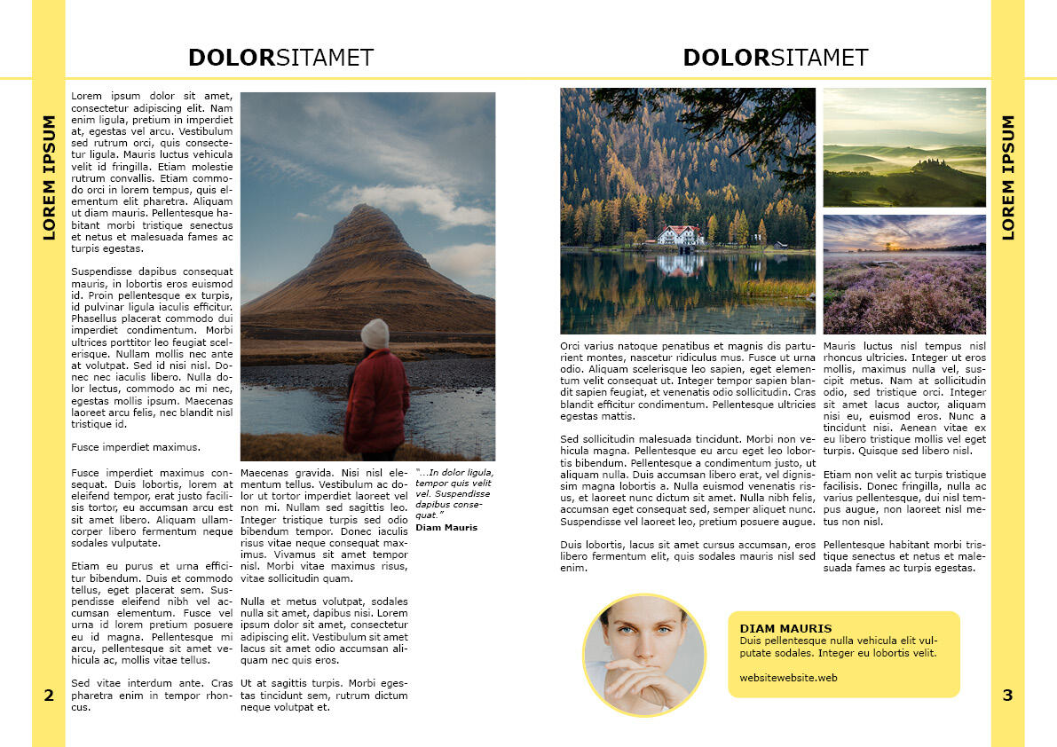 A spread done in InDesign as practice and for fun. Images are from pexels.com.