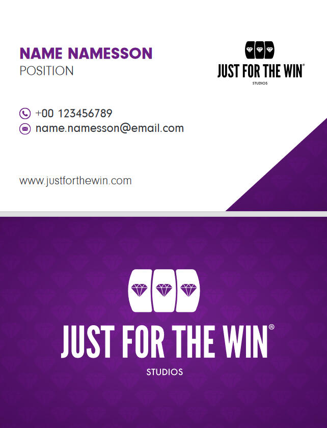 Business Card. Background made in Photoshop and layout in InDesign. Made for Just For The Win Studios.